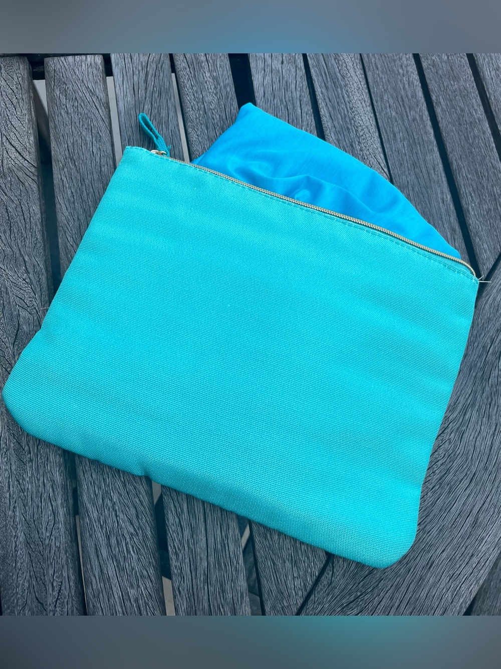 Sea La Vie Beach Pouch or Cosmetic bag in Aqua Teal with coverup - Picture 4 of 6